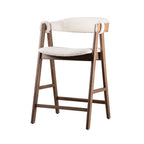 Modern Counter Stool - Mid-Century Style | Walnut Beige featuring solid wood frame and cozy curved backrest for comfort and elegance.