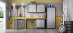 Dark Gray Metal Garage Table | Durable Workspace Solution.