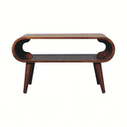 Open Chestnut Coffee Table, Nordic Legs, Dark Brown.