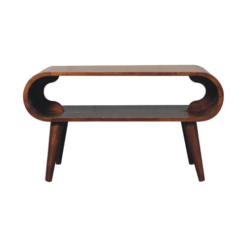 Open Chestnut Coffee Table, Nordic Legs, Dark Brown.