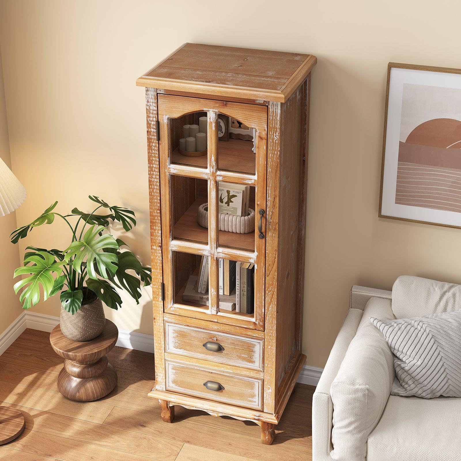 Rustic Wooden Storage Cabinet for Living Room & Bedroom.