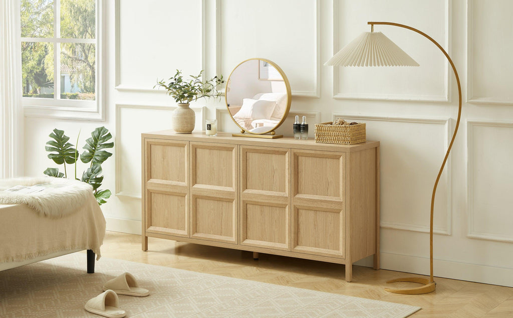 67'' Oak Sideboard Storage Cabinet with Tip-On Opening.