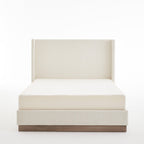 Hosford Upholstered Wingback Bed - Full Size with Wood Base.