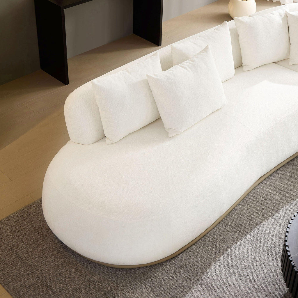Oversized L-Shape Sectional Sofa with Right Chaise in Beige.