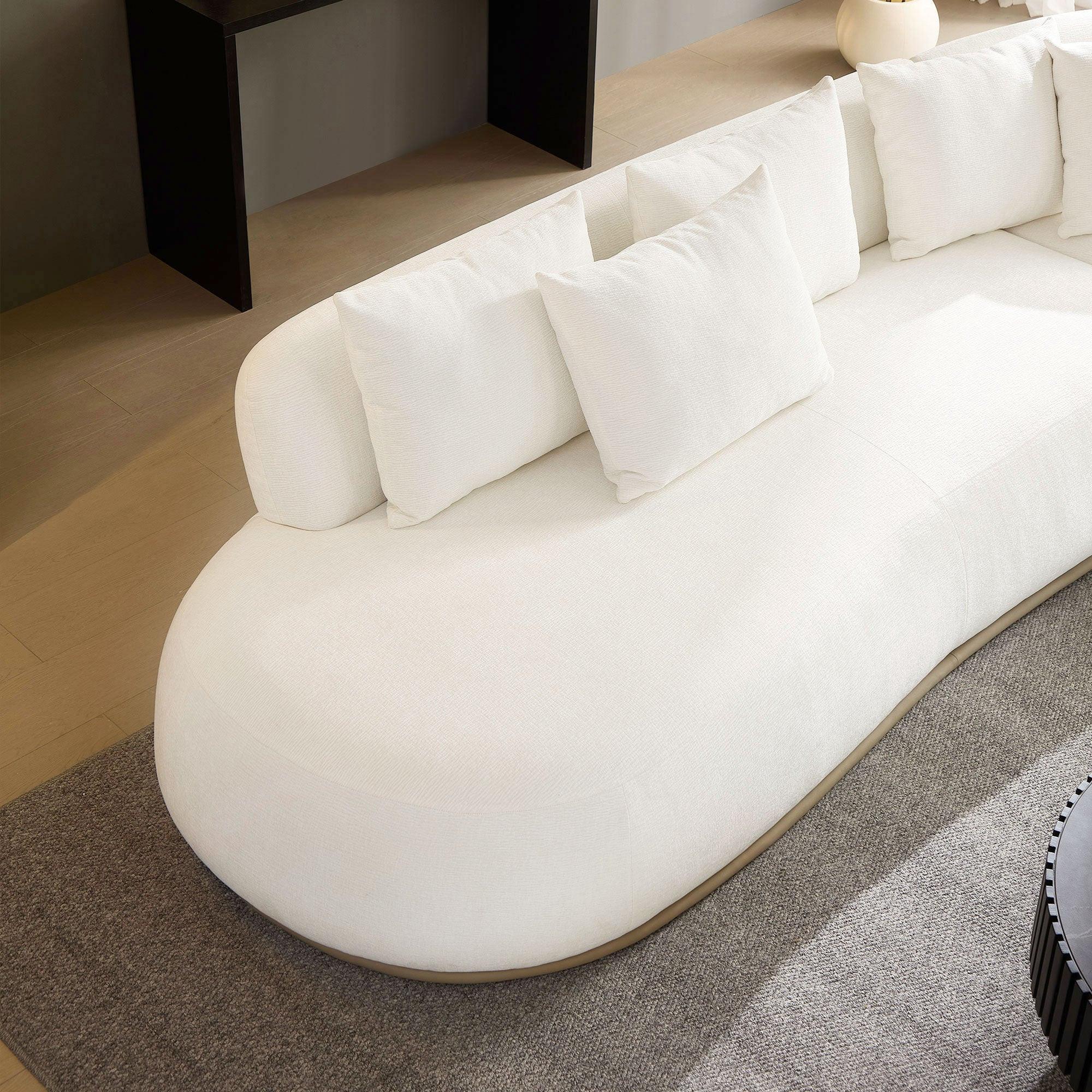 Oversized L-Shape Sectional Sofa with Right Chaise in Beige.