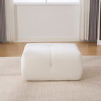 31' Modular Cloud Armless Accent Chair with Ottoman Set, Modern Boneless Deep Seat Single Sofa Soft Lounger with Footstool Throw Pillow for Living Room, Bedroom, Dorms, No Assembly Required, Ivory