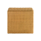 Side profile of Square Woven Rattan End Table, Natural, highlighting its sturdy rattan weave and clean lines.