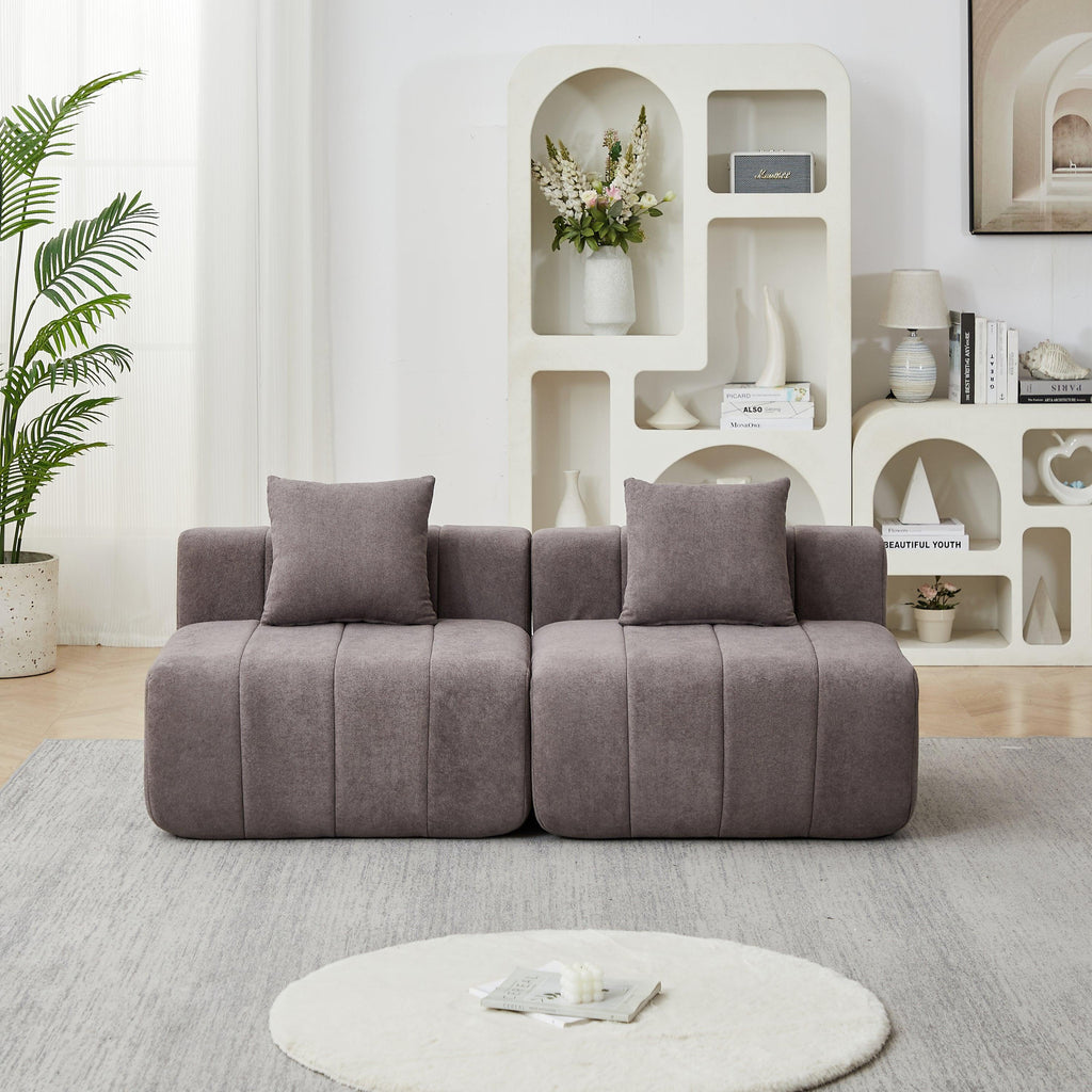Modular Chenille Sofa Sectional with 2 Pillows.