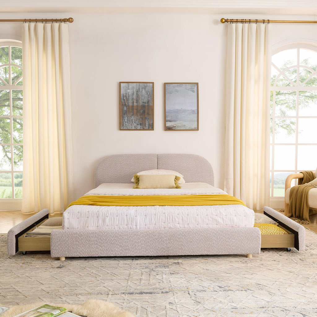 Queen Size Upholstered Bed Frame - Modern Minimalist Design.