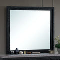 Modern Rectangular Bedroom Wall Mirror in Black Wood Grain, 41-Inch