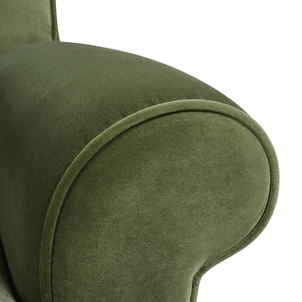 Alana Lawson Olive Green Velvet Sofa for Living Room.
