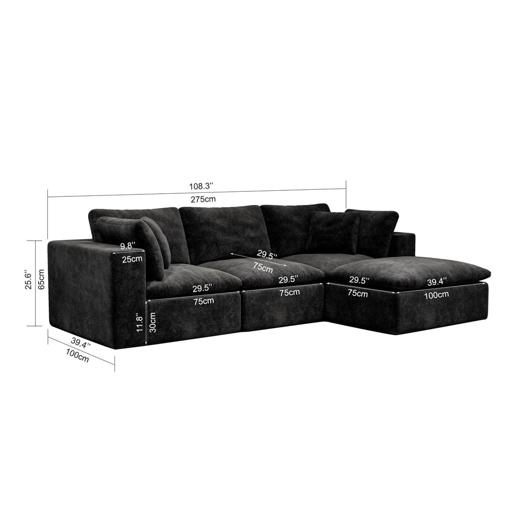 Modular Sectional Sofa Black - No Assembly Required.