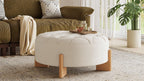 32' Round Tufted Ottoman - Elegant Chenille Coffee Table.