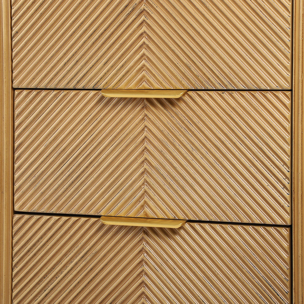 Mid-Century Three Drawer Nightstand for Bedroom and Living Room.