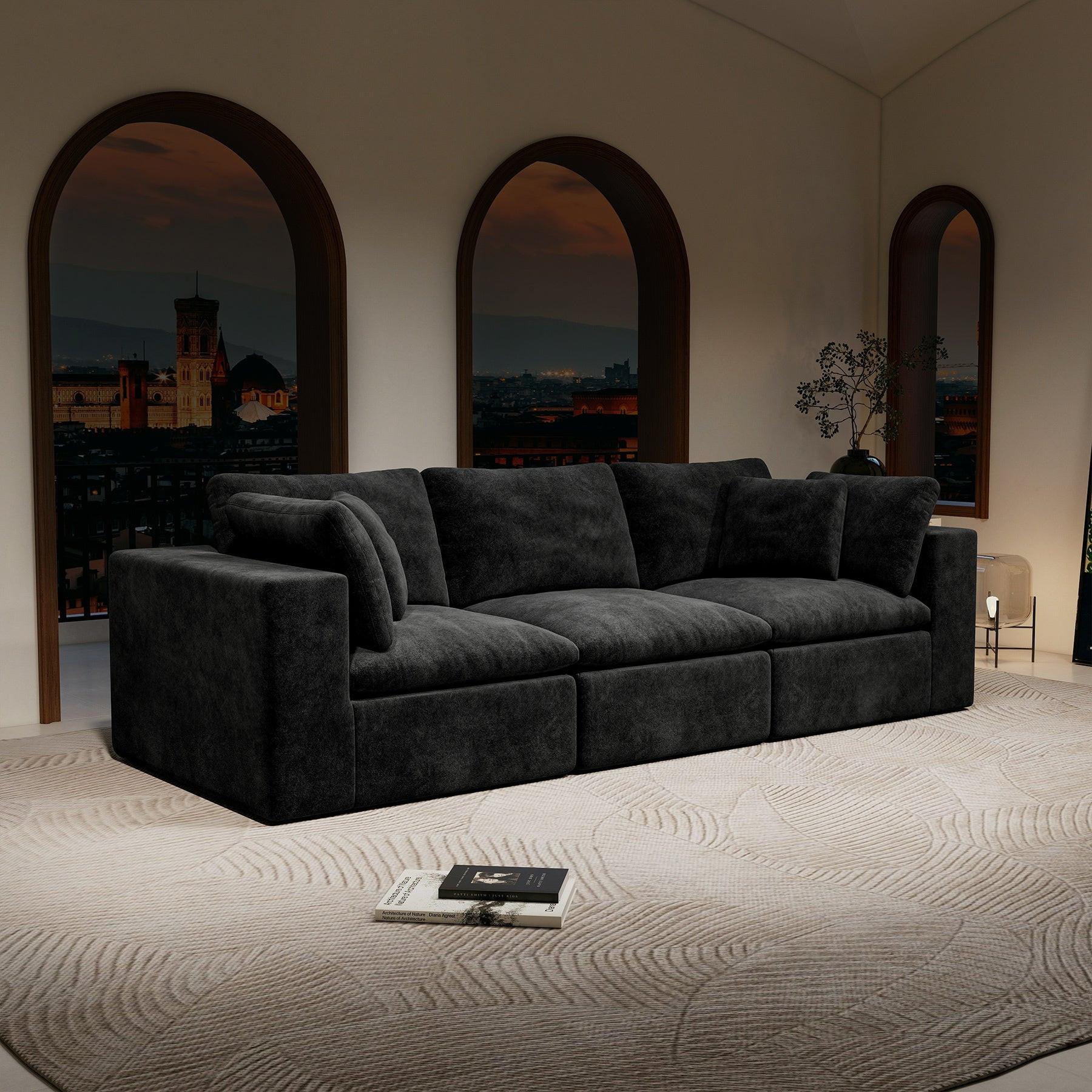 Modular Sectional Sofa in Black - No Assembly Required.