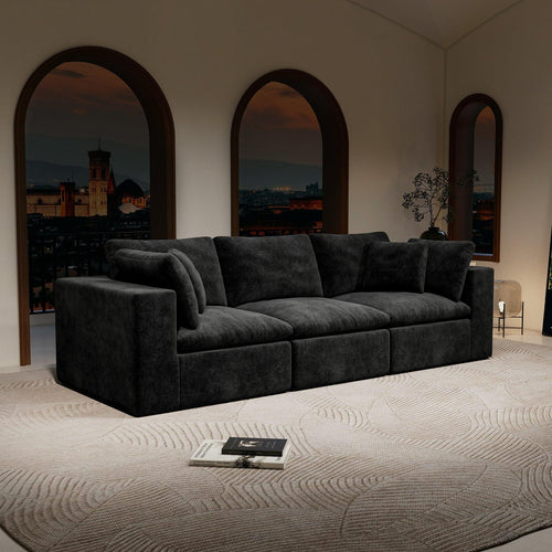 Modular Sectional Sofa in Black - No Assembly Required.