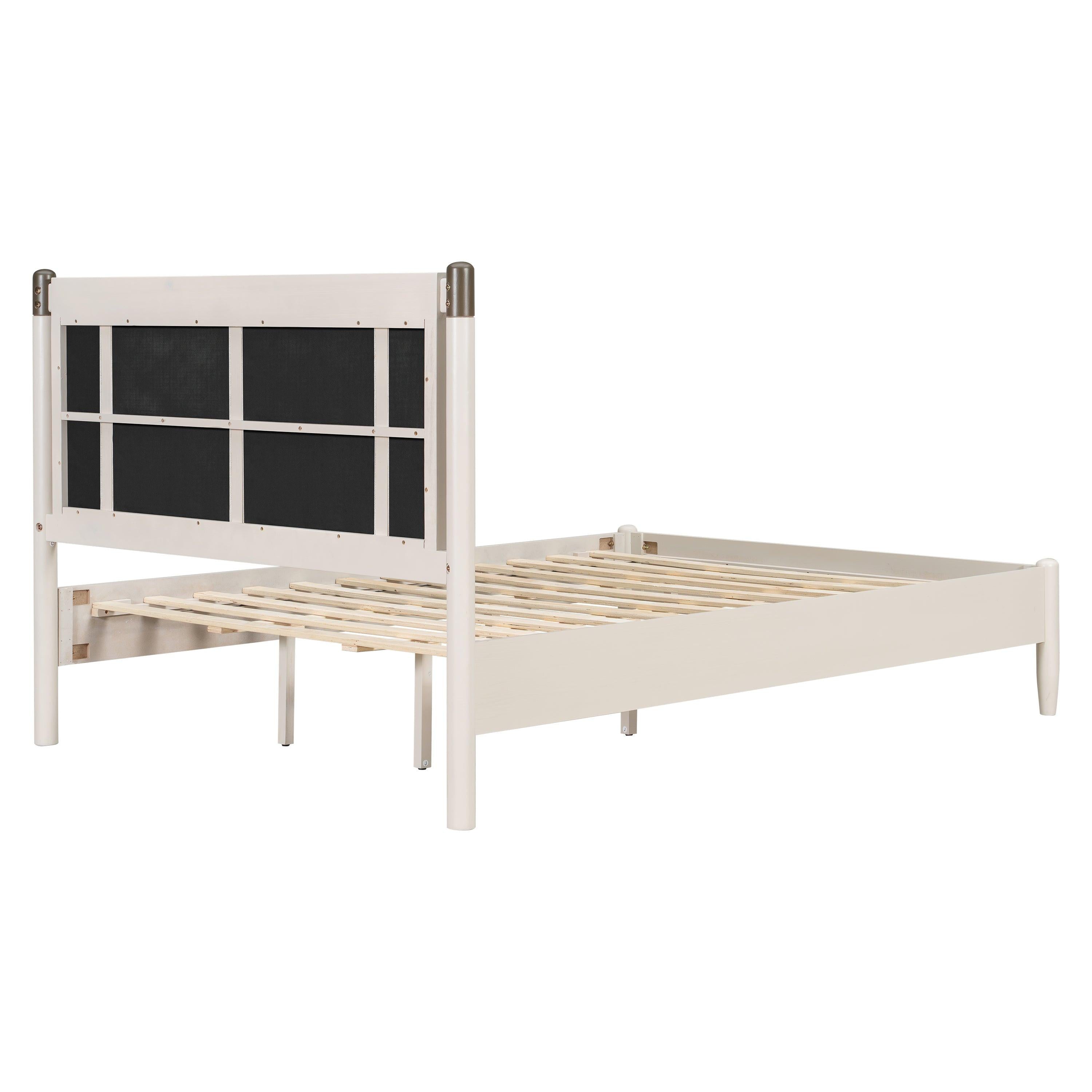 Solid Wood Queen Bed with Heavy Duty Support.