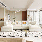 U-Shaped Sectional Sofa - U_STYLE with 2 Ottomans in white chenille fabric, styled in a modern living room with natural lighting and decor.