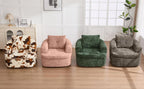 Modern 360° Swivel Accent Barrel Chair with Dual-Layer Cushion in Beige & Brown Faux Fur, 36.6' Round Seating for Living Room, Bedroom, Office, or Hotel