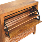 Solid Wood Amber Wavefront Cabinet for Modern Living Space.