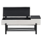 TREXM Farmhouse Upholstered Storage Bench with Hidden Compartment, Modern Entryway Bench for Living Room, Entryway, and Hallways (Black)