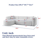 Modular Sectional Sofa with Curved Back & Chenille Fabric.