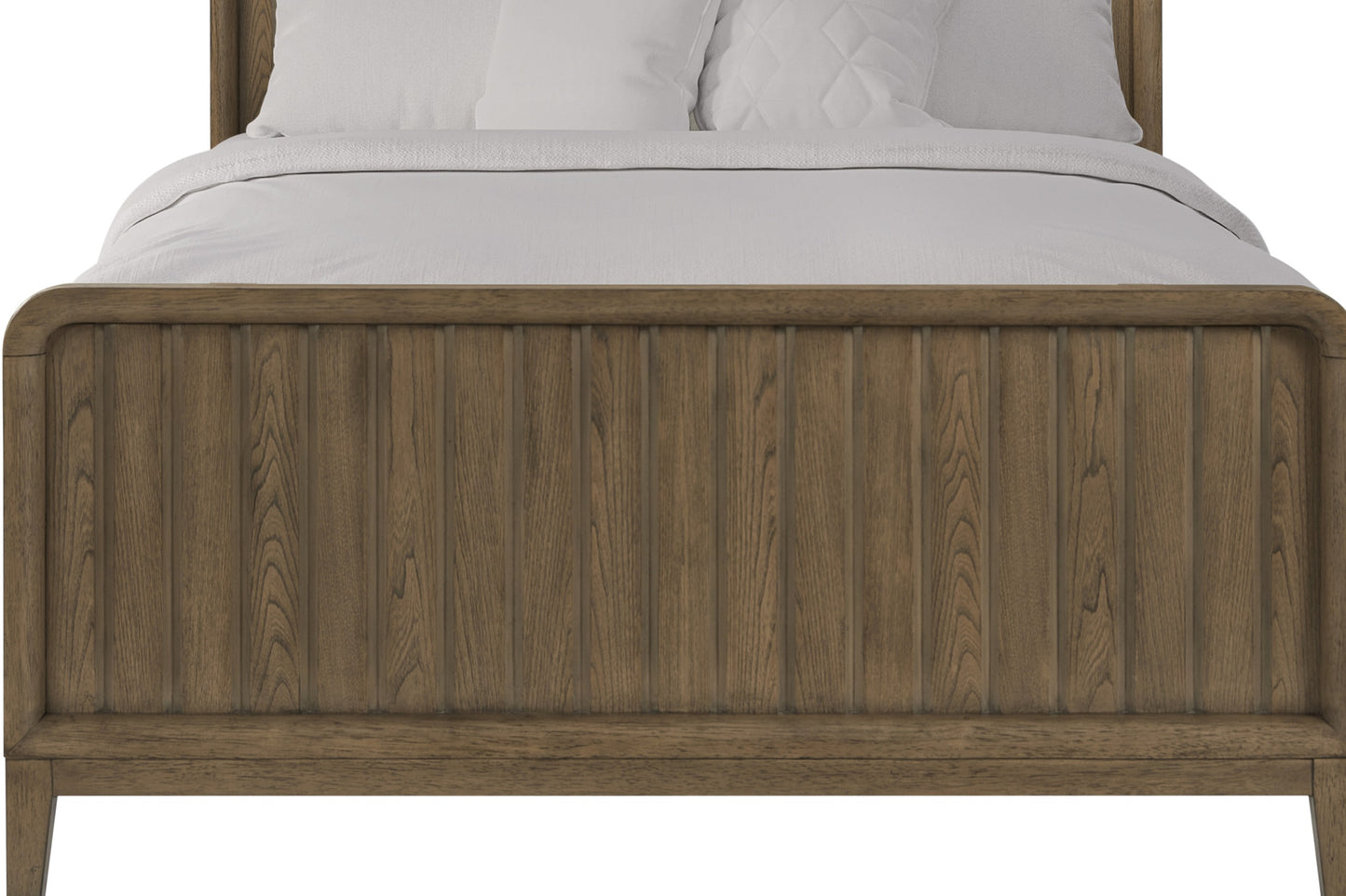 Close-up of Latte Twin Bed footboard showcasing solid wood construction and vertical slat detailing in a warm latte finish.