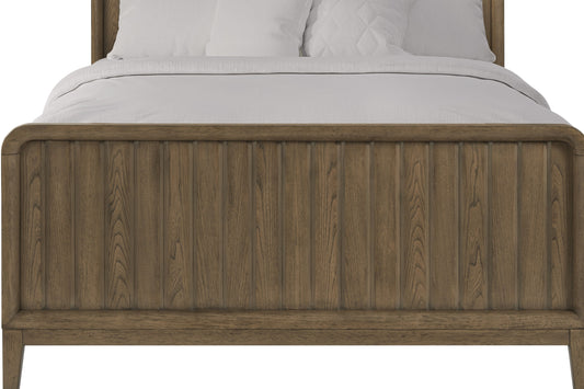 Close-up of Latte Twin Bed footboard showcasing solid wood construction and vertical slat detailing in a warm latte finish.