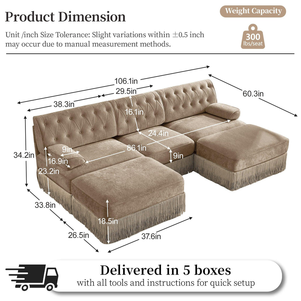 Modular Velvet Chesterfield Sofa for Living Rooms.