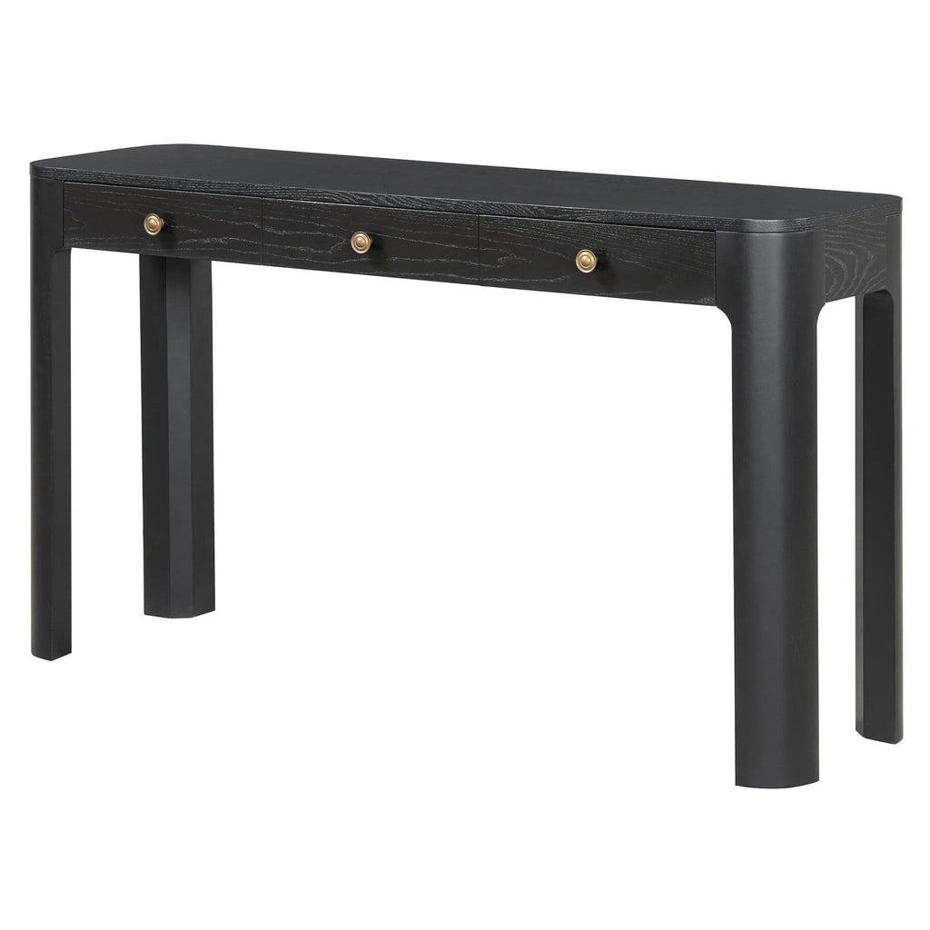 TREXM Rustic Console Table with Storage and Curved Corners.