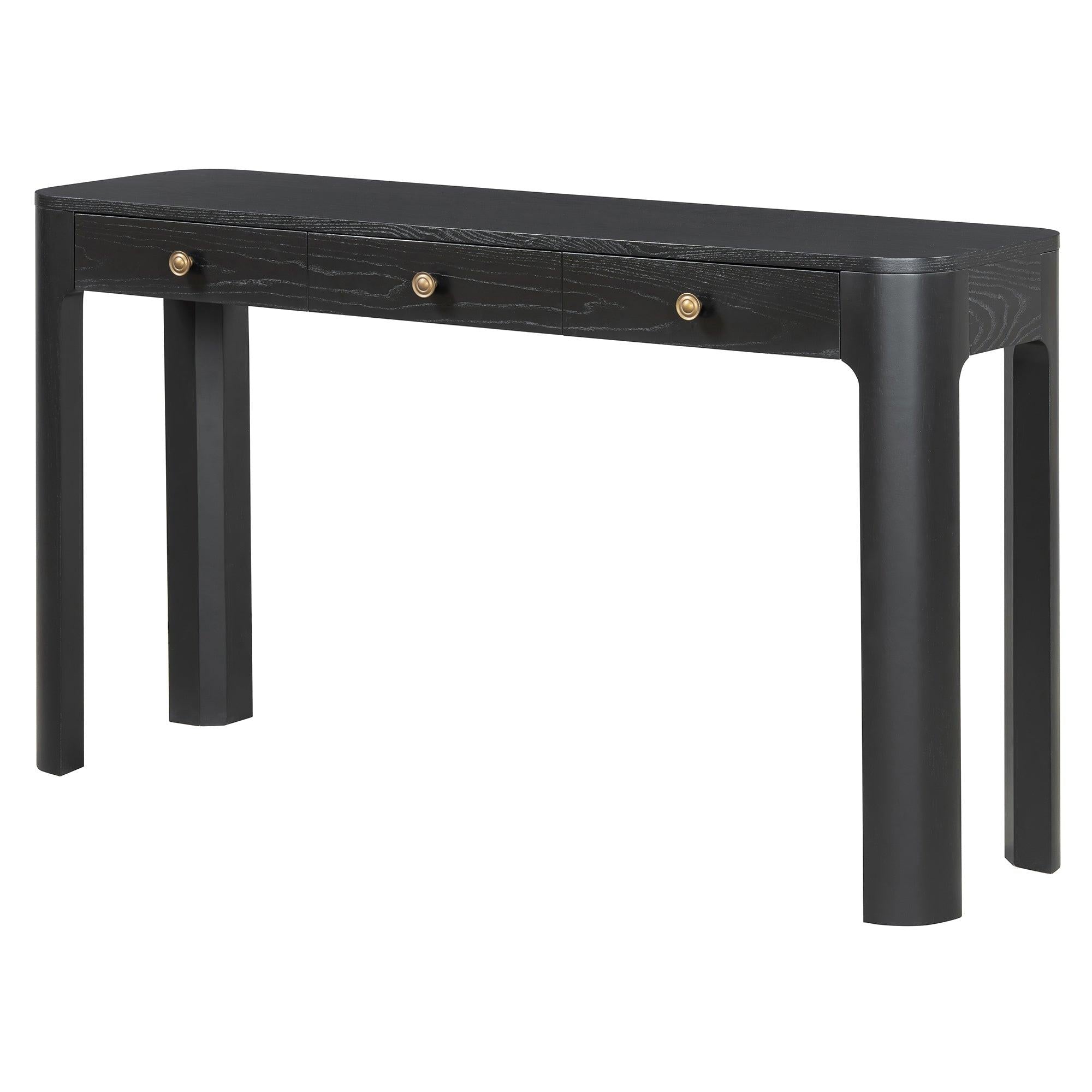 TREXM Rustic Console Table with Storage and Curved Corners.