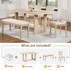 6 Piece Dining Table Set with Bench for Dining Room.
