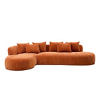 Modern L-shape sectional sofa in burnt orange with deep seat and chaise, offering plush comfort and oversized design for contemporary living rooms.