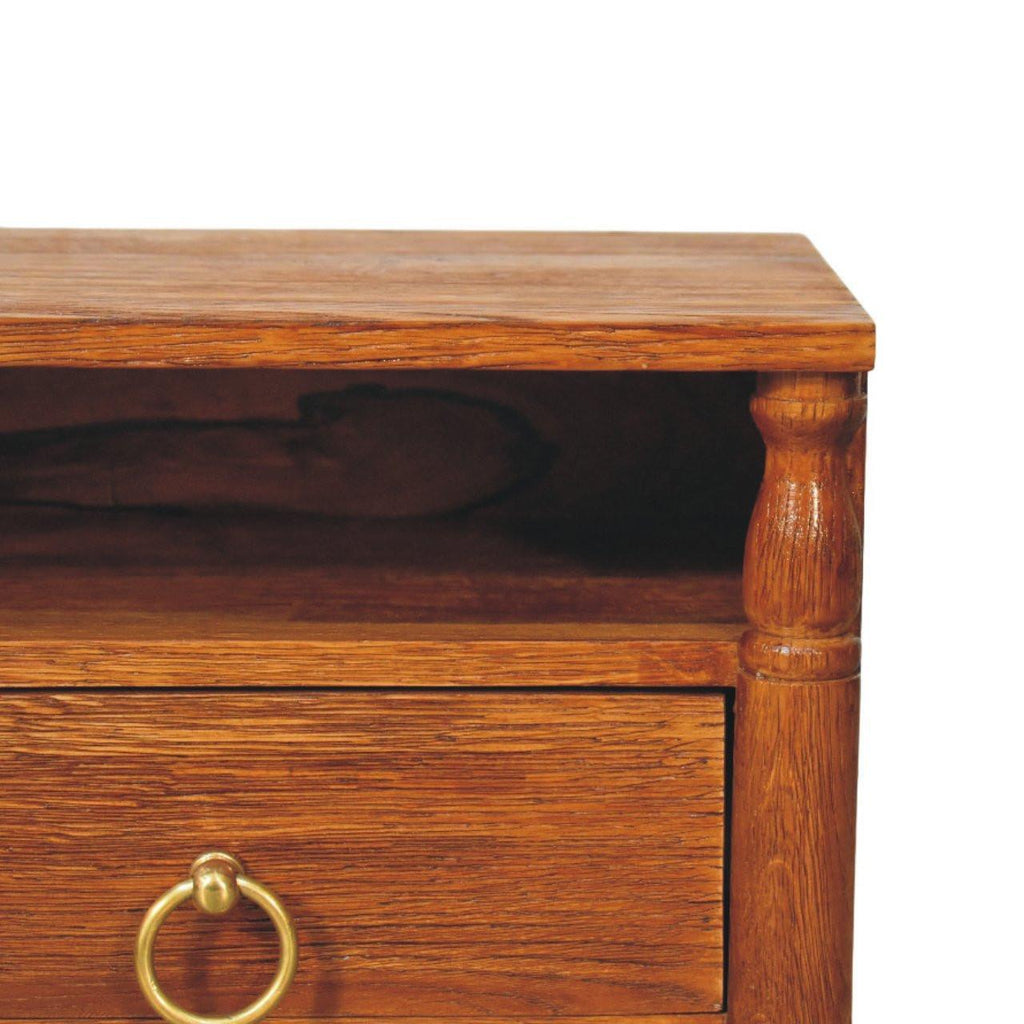Artisan Furniture Solid Wood Turned Pillar Nightstand.