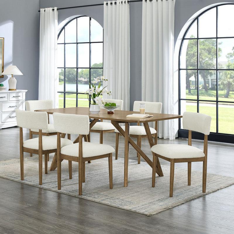 Dafne 7Pc Walnut Oak Dining Set with Cross Base.