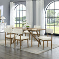 Dafne 7Pc Walnut Oak Dining Set with Cross Base.