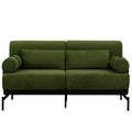 Modern Loveseat Sofa 2-Seater with USB Ports, Cylindrical Armrests, Green Chenille, 59 Inch