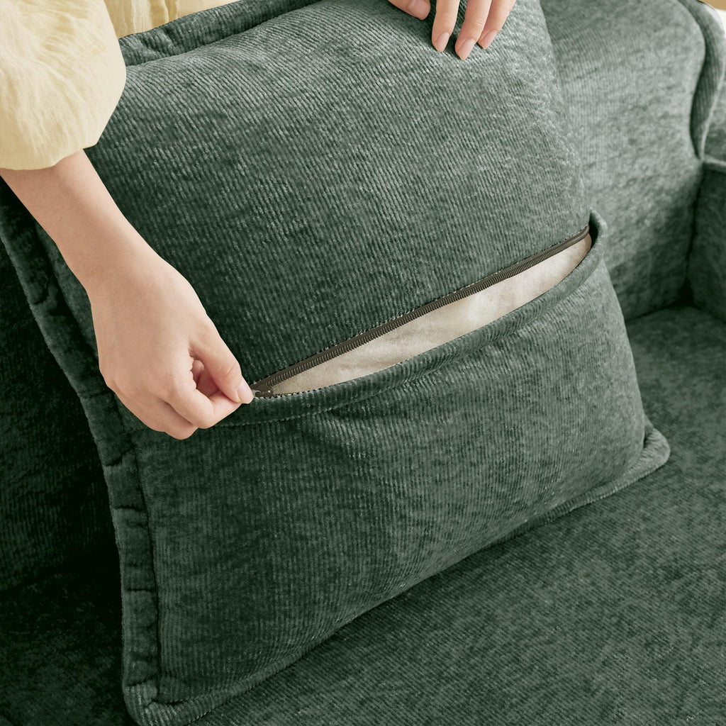 Modular Velvet Sectional Sofa with Ottoman - No Assembly.
