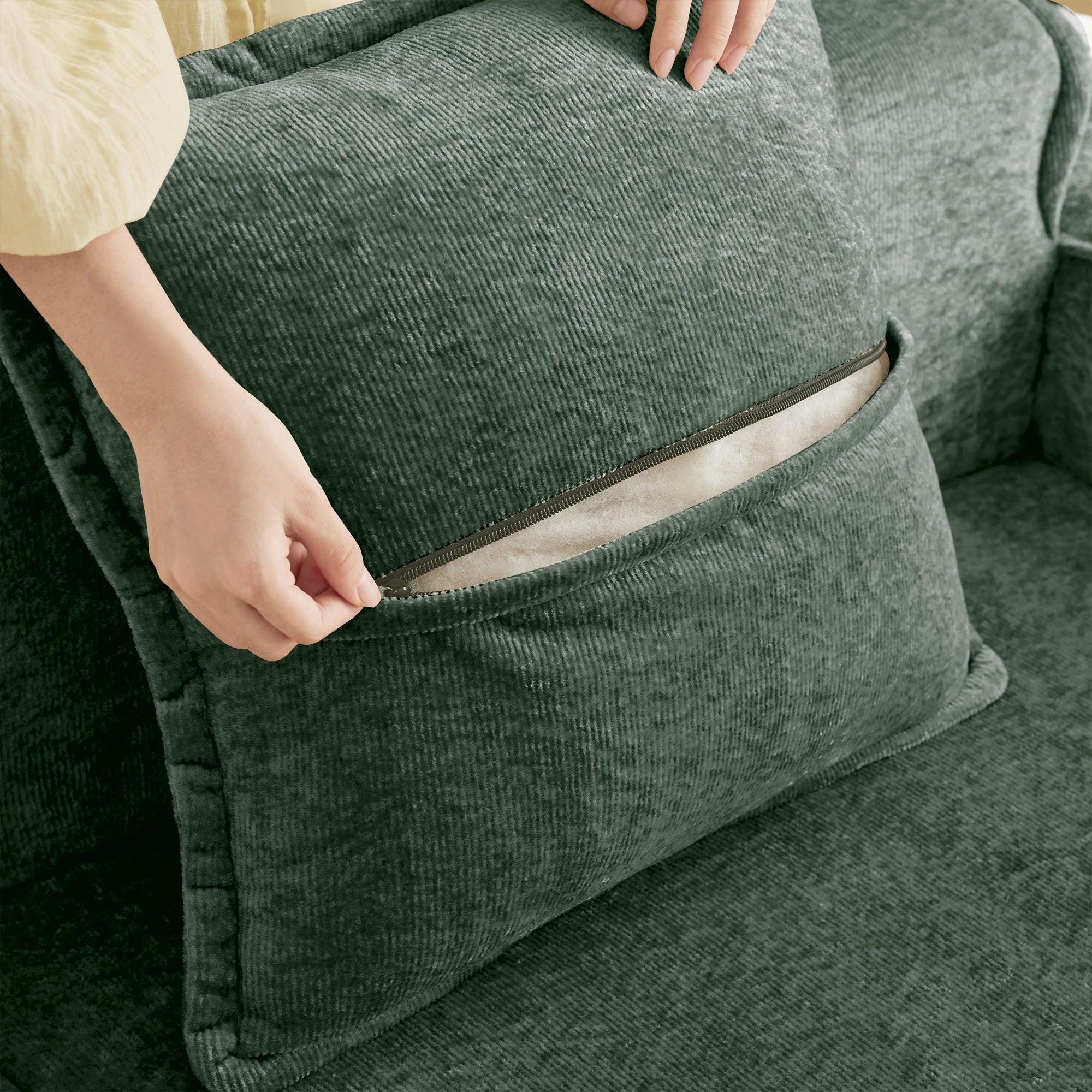 Modular Velvet Sectional Sofa with Ottoman - No Assembly.