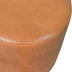 Bola Leather Stool - Solid Wood Construction.