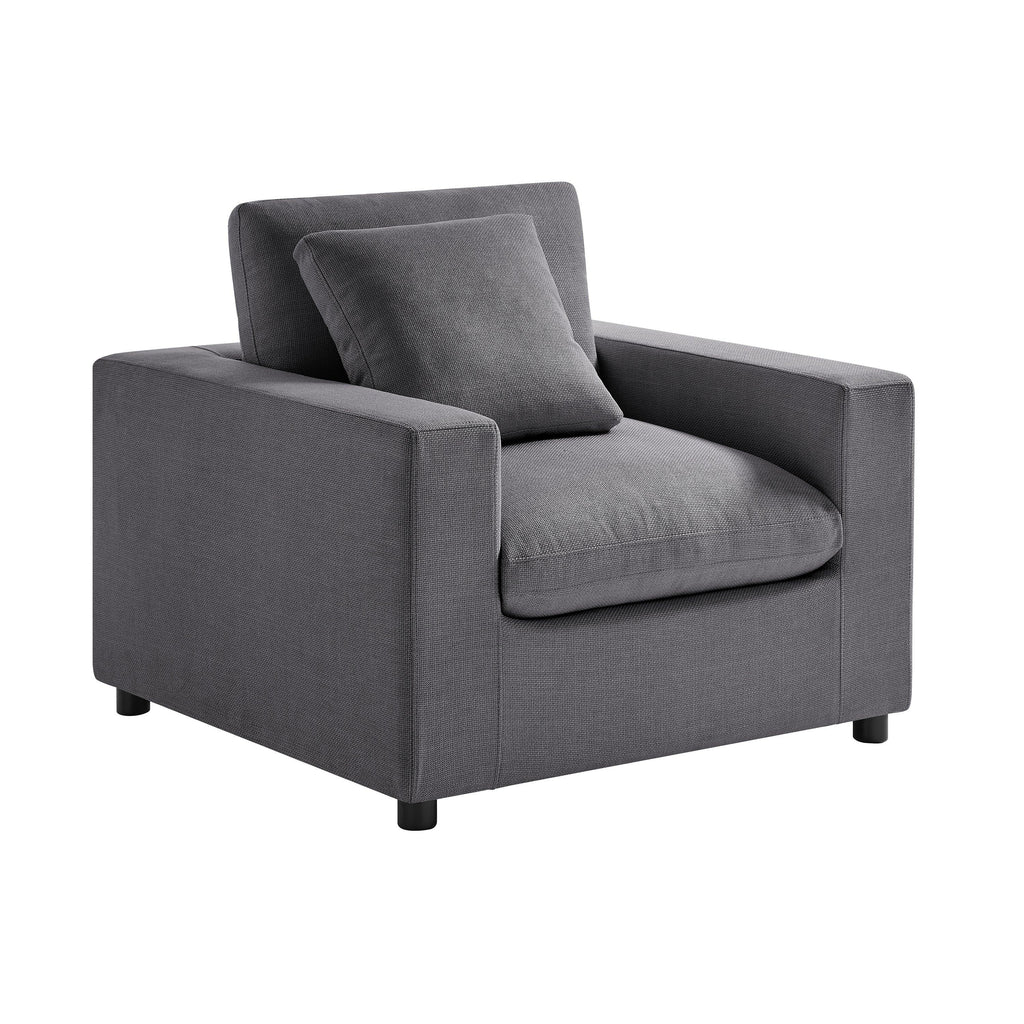 Cassandra Modern Armchair - Charcoal: Contemporary Lounge Chair with Plush Cushions.