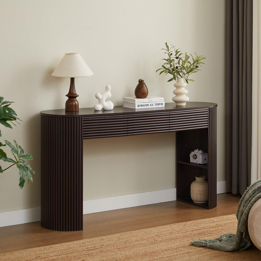 Retro Console Table with Storage for Living Room & Entryway.