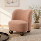 Pink Accent Chair for Living Room - Curved Back Boucle.