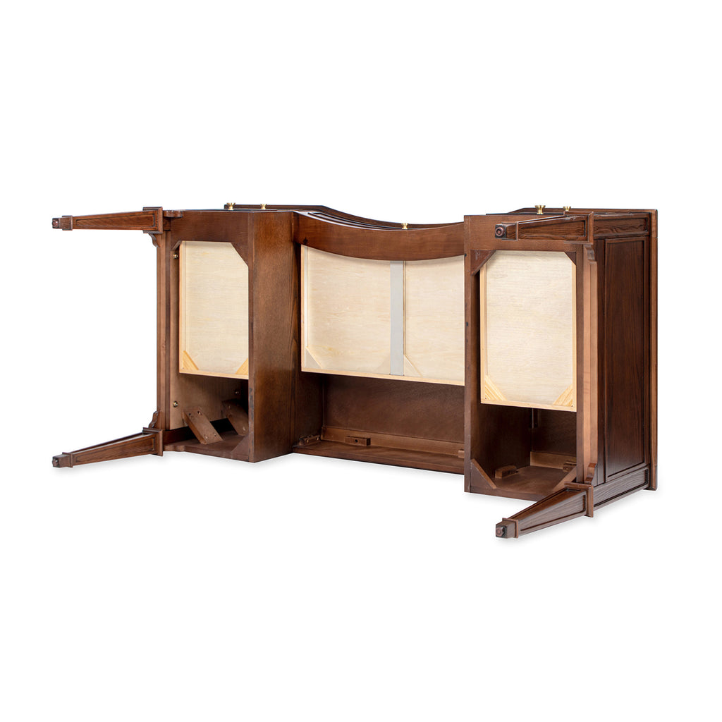 Underside view of Executive Desk 5-Drawer Wood - Gold Accents showing internal construction and support structure.