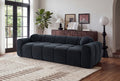 98-Inch Black Corduroy Cloud Sofa 4-Seater with Soft Pillows