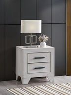 Plano 2-Drawer Wood Grain Nightstand in Beige, 23-Inch Height