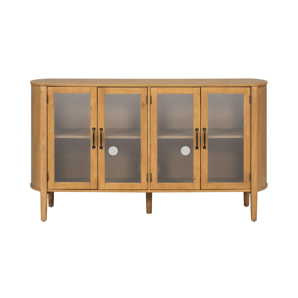 Natural Wood Storage Cabinet for Entryway - 4 Doors.