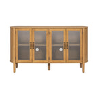 Natural Wood Storage Cabinet for Entryway - 4 Doors.