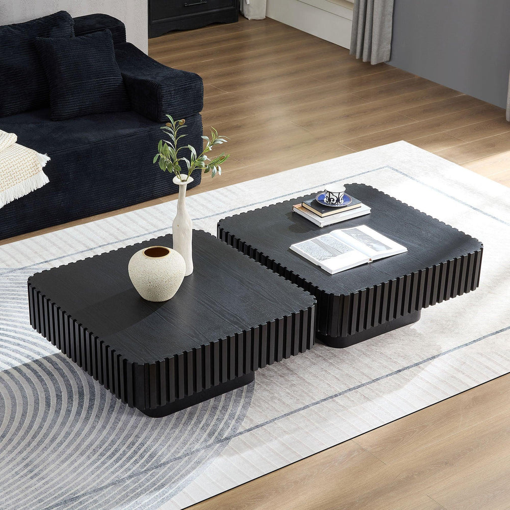 2PCS Modern Drum Coffee Table Set for Living Room.