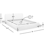 Alpine Platform Bed Queen in Ivory White Boucle.